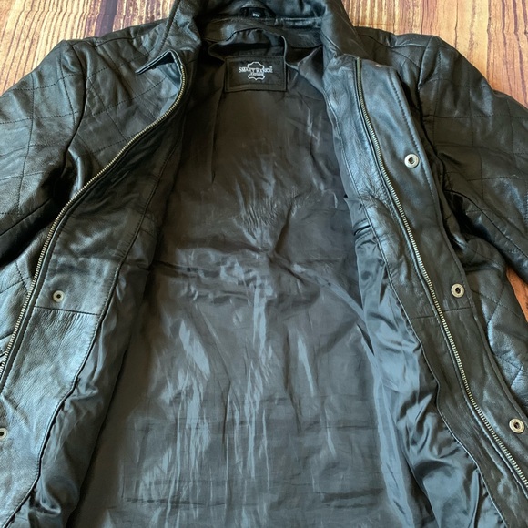 Smart Range Men's Long Sleeve Full Zip Button Black Leather Jacket 3XL - Picture 7 of 12